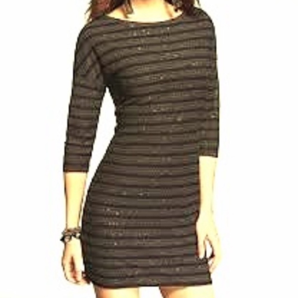Express sequin striped black and grey dress NWT